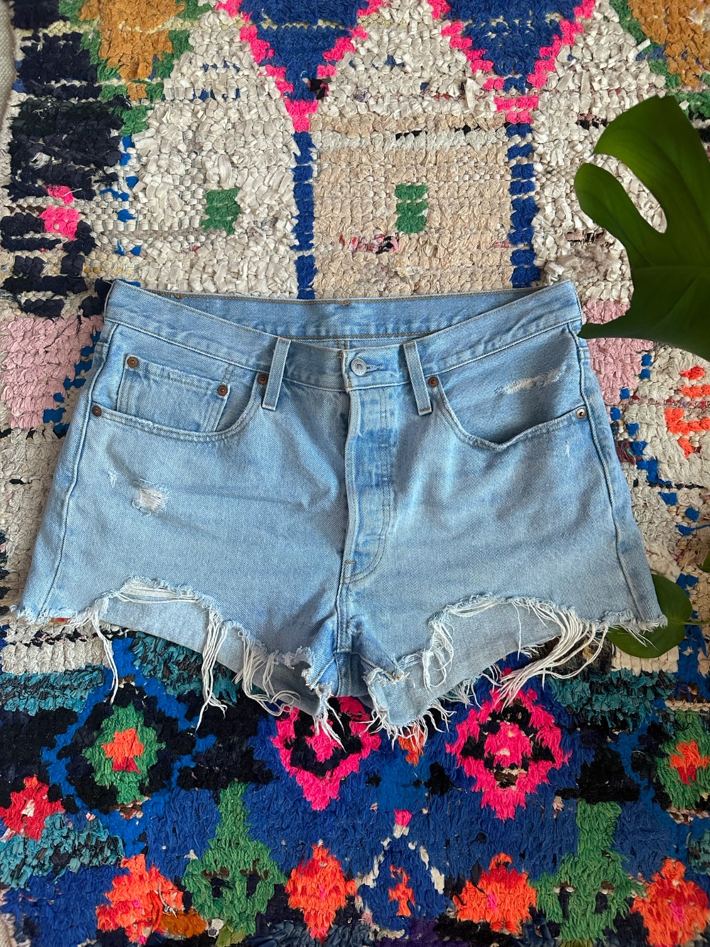 Levi’s 501 Light Wash Distressed Denim Cutoff Shorts